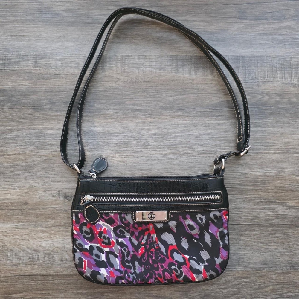 Treviso Y2K Abstract Neon Leopard Print Crossbody Shoulder Bag Pink Purple Black